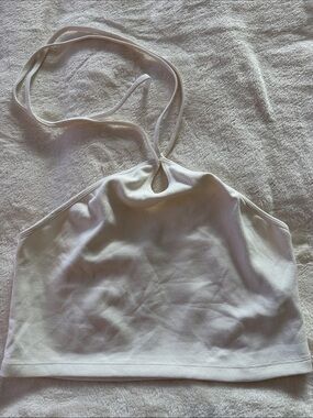 Zara Women’s White Ribbed Halter Crop Top - Brand